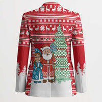 Belarus Christmas Blazer with Ded Moroz Snow Maiden Christmas Tree and Nordic Pattern Design - Wonder Print Shop