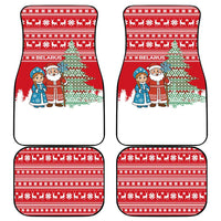 Belarus Christmas Car Mats with Ded Moroz Snow Maiden Christmas Tree and Nordic Pattern Design - Wonder Print Shop