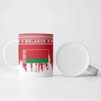Belarus Christmas Ceramic Mug with Ded Moroz Snow Maiden Christmas Tree and Nordic Pattern Design - Wonder Print Shop