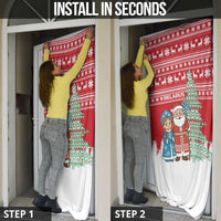 Belarus Christmas Door Cover with Ded Moroz Snow Maiden Christmas Tree and Nordic Pattern Design - Wonder Print Shop