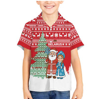 Belarus Christmas Family Matching Mermaid Dress and Hawaiian Shirt with Ded Moroz Snow Maiden Christmas Tree and Nordic Pattern Design - Wonder Print Shop