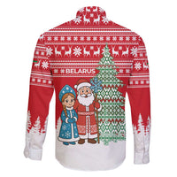 Belarus Christmas Family Matching Summer Maxi Dress and Hawaiian Shirt with Ded Moroz Snow Maiden Christmas Tree and Nordic Pattern Design - Wonder Print Shop
