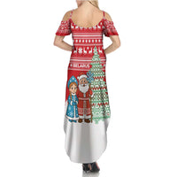 Belarus Christmas Family Matching Summer Maxi Dress and Hawaiian Shirt with Ded Moroz Snow Maiden Christmas Tree and Nordic Pattern Design - Wonder Print Shop