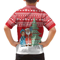Belarus Christmas Family Matching Tank Maxi Dress and Hawaiian Shirt with Ded Moroz Snow Maiden Christmas Tree and Nordic Pattern Design - Wonder Print Shop