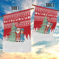 Belarus Christmas Garden Flag with Ded Moroz Snow Maiden Christmas Tree and Nordic Pattern Design - Wonder Print Shop