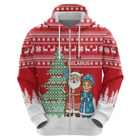 Belarus Christmas Hoodie with Ded Moroz Snow Maiden Christmas Tree and Nordic Pattern Design - Wonder Print Shop