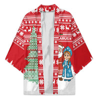 Belarus Christmas Kimono with Ded Moroz Snow Maiden Christmas Tree and Nordic Pattern Design - Wonder Print Shop