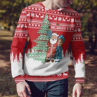 Belarus Christmas Ugly Christmas Sweater with Ded Moroz Snow Maiden Christmas Tree and Nordic Pattern Design - Wonder Print Shop