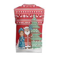 Belarus Christmas Knitted V-Neck Vest with Ded Moroz Snow Maiden Christmas Tree and Nordic Pattern Design - Wonder Print Shop