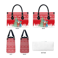 Belarus Christmas Leather Bag with Ded Moroz Snow Maiden Christmas Tree and Nordic Pattern Design - Wonder Print Shop