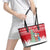 Belarus Christmas Leather Tote Bag with Ded Moroz Snow Maiden Christmas Tree and Nordic Pattern Design - Wonder Print Shop