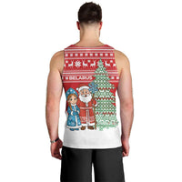 Belarus Christmas Men Tank Top with Ded Moroz Snow Maiden Christmas Tree and Nordic Pattern Design - Wonder Print Shop