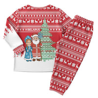 Belarus Christmas Pajama Set with Ded Moroz Snow Maiden Christmas Tree and Nordic Pattern Design - Wonder Print Shop