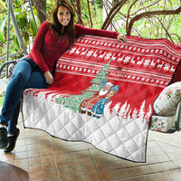 Belarus Christmas Quilt with Ded Moroz Snow Maiden Christmas Tree and Nordic Pattern Design - Wonder Print Shop