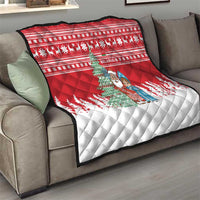 Belarus Christmas Quilt with Ded Moroz Snow Maiden Christmas Tree and Nordic Pattern Design - Wonder Print Shop