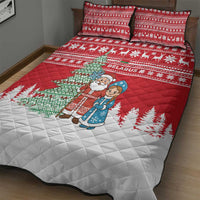 Belarus Christmas Quilt Bed Set with Ded Moroz Snow Maiden Christmas Tree and Nordic Pattern Design - Wonder Print Shop