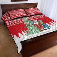 Belarus Christmas Quilt Bed Set with Ded Moroz Snow Maiden Christmas Tree and Nordic Pattern Design - Wonder Print Shop