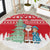 Belarus Christmas Round Carpet with Ded Moroz Snow Maiden Christmas Tree and Nordic Pattern Design - Wonder Print Shop