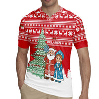 Belarus Christmas Rugby Jersey with Ded Moroz Snow Maiden Christmas Tree and Nordic Pattern Design - Wonder Print Shop