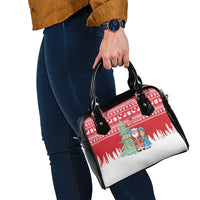 Belarus Christmas Shoulder Handbag with Ded Moroz Snow Maiden Christmas Tree and Nordic Pattern Design - Wonder Print Shop