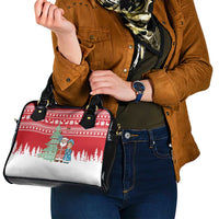 Belarus Christmas Shoulder Handbag with Ded Moroz Snow Maiden Christmas Tree and Nordic Pattern Design - Wonder Print Shop