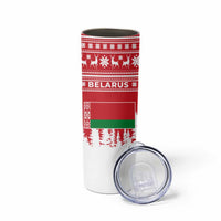 Belarus Christmas Skinny Tumbler with Ded Moroz Snow Maiden Christmas Tree and Nordic Pattern Design - Wonder Print Shop