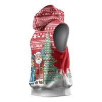 Belarus Christmas Sleeveless Hoodie with Ded Moroz Snow Maiden Christmas Tree and Nordic Pattern Design - Wonder Print Shop