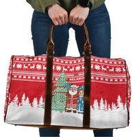 Belarus Christmas Travel Bag with Ded Moroz Snow Maiden Christmas Tree and Nordic Pattern Design - Wonder Print Shop