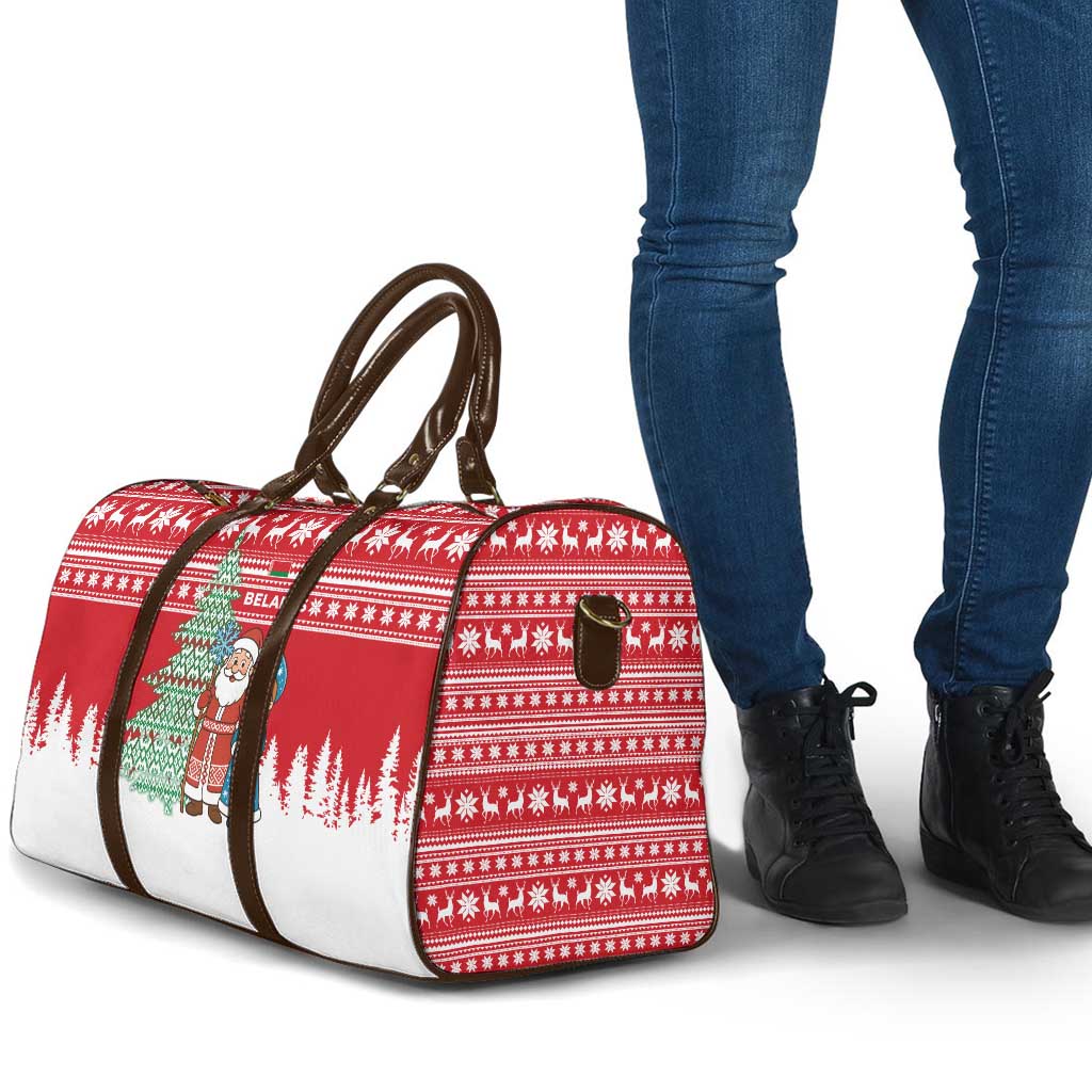 Belarus Christmas Travel Bag with Ded Moroz Snow Maiden Christmas Tree and Nordic Pattern Design - Wonder Print Shop