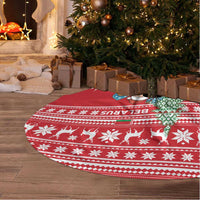 Belarus Christmas Tree Skirt with Ded Moroz Snow Maiden Christmas Tree and Nordic Pattern Design - Wonder Print Shop