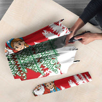Belarus Christmas Umbrella with Ded Moroz Snow Maiden Christmas Tree and Nordic Pattern Design - Wonder Print Shop