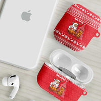 Belarus Christmas AirPods Case with Santa Gingerbread Playing Chess National Emblem and Nordic Pattern Design - Wonder Print Shop