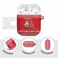 Belarus Christmas AirPods Case with Santa Gingerbread Playing Chess National Emblem and Nordic Pattern Design - Wonder Print Shop