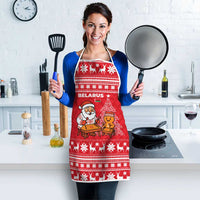 Belarus Christmas Apron with Santa Gingerbread Playing Chess National Emblem and Nordic Pattern Design - Wonder Print Shop