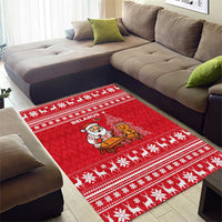 Belarus Christmas Area Rug with Santa Gingerbread Playing Chess National Emblem and Nordic Pattern Design - Wonder Print Shop