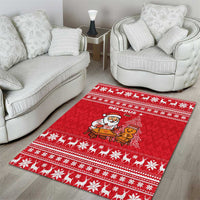 Belarus Christmas Area Rug with Santa Gingerbread Playing Chess National Emblem and Nordic Pattern Design - Wonder Print Shop