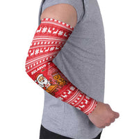Belarus Christmas Arm Sleeves with Santa Gingerbread Playing Chess National Emblem and Nordic Pattern Design - Wonder Print Shop