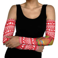 Belarus Christmas Arm Sleeves with Santa Gingerbread Playing Chess National Emblem and Nordic Pattern Design - Wonder Print Shop