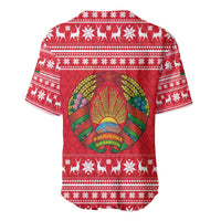 Belarus Christmas Baseball Jersey with Santa Gingerbread Playing Chess National Emblem and Nordic Pattern Design - Wonder Print Shop