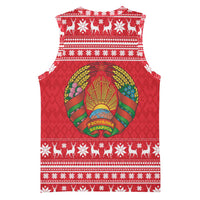 Belarus Christmas Basketball Jersey with Santa Gingerbread Playing Chess National Emblem and Nordic Pattern Design - Wonder Print Shop