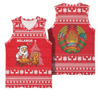 Belarus Christmas Basketball Jersey with Santa Gingerbread Playing Chess National Emblem and Nordic Pattern Design - Wonder Print Shop