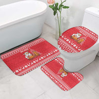 Belarus Christmas Bathroom Set with Santa Gingerbread Playing Chess National Emblem and Nordic Pattern Design - Wonder Print Shop