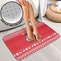 Belarus Christmas Bathroom Set with Santa Gingerbread Playing Chess National Emblem and Nordic Pattern Design - Wonder Print Shop