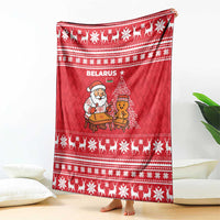 Belarus Christmas Blanket with Santa Gingerbread Playing Chess National Emblem and Nordic Pattern Design - Wonder Print Shop