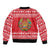 Belarus Christmas Bomber Jacket with Santa Gingerbread Playing Chess National Emblem and Nordic Pattern Design - Wonder Print Shop