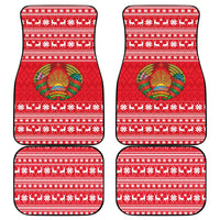 Belarus Christmas Car Mats with Santa Gingerbread Playing Chess National Emblem and Nordic Pattern Design - Wonder Print Shop