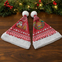 Belarus Christmas Santa Hat with Santa Gingerbread Playing Chess National Emblem and Nordic Pattern Design - Wonder Print Shop