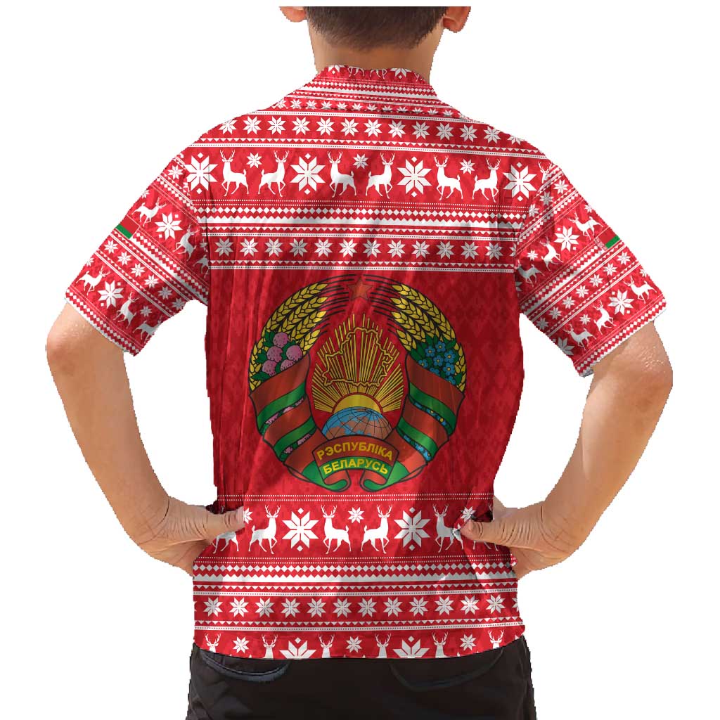Belarus Christmas Family Matching Mermaid Dress and Hawaiian Shirt with Santa Gingerbread Playing Chess National Emblem and Nordic Pattern Design - Wonder Print Shop