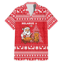 Belarus Christmas Family Matching Mermaid Dress and Hawaiian Shirt with Santa Gingerbread Playing Chess National Emblem and Nordic Pattern Design - Wonder Print Shop