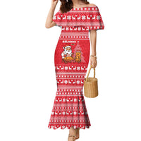 Belarus Christmas Family Matching Mermaid Dress and Hawaiian Shirt with Santa Gingerbread Playing Chess National Emblem and Nordic Pattern Design - Wonder Print Shop